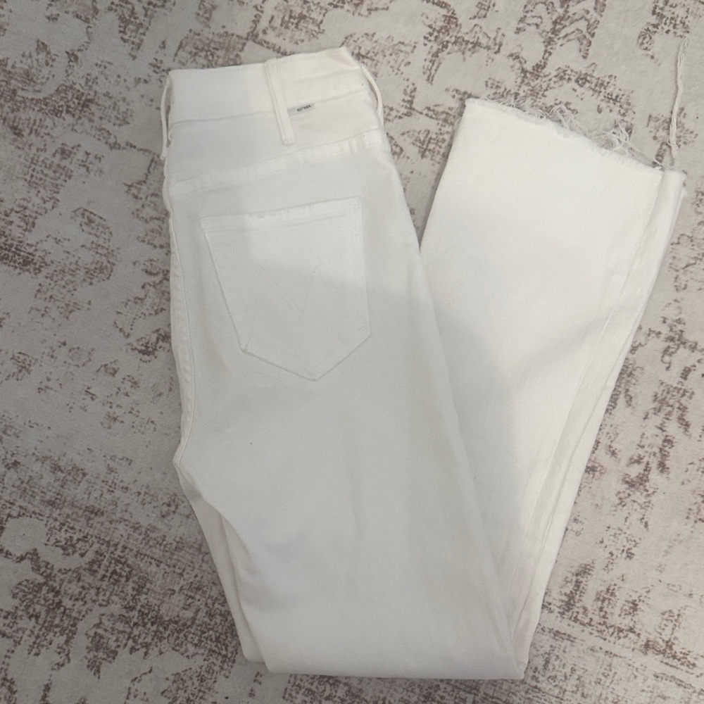 MOTHER Women's white Hustler Ankle Fray Jeans - Picture 2 of 4